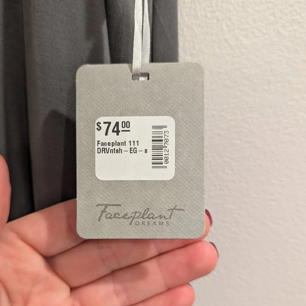 FACEPLANT DREAMS Nwt Bamboo V-Neck Nightshirt S Earl Gray Gray/Green SOFT - Picture 9 of 15